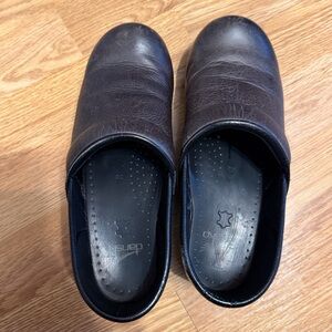 Dansko Women’s Dark Brown Leather Slip-On Clogs
